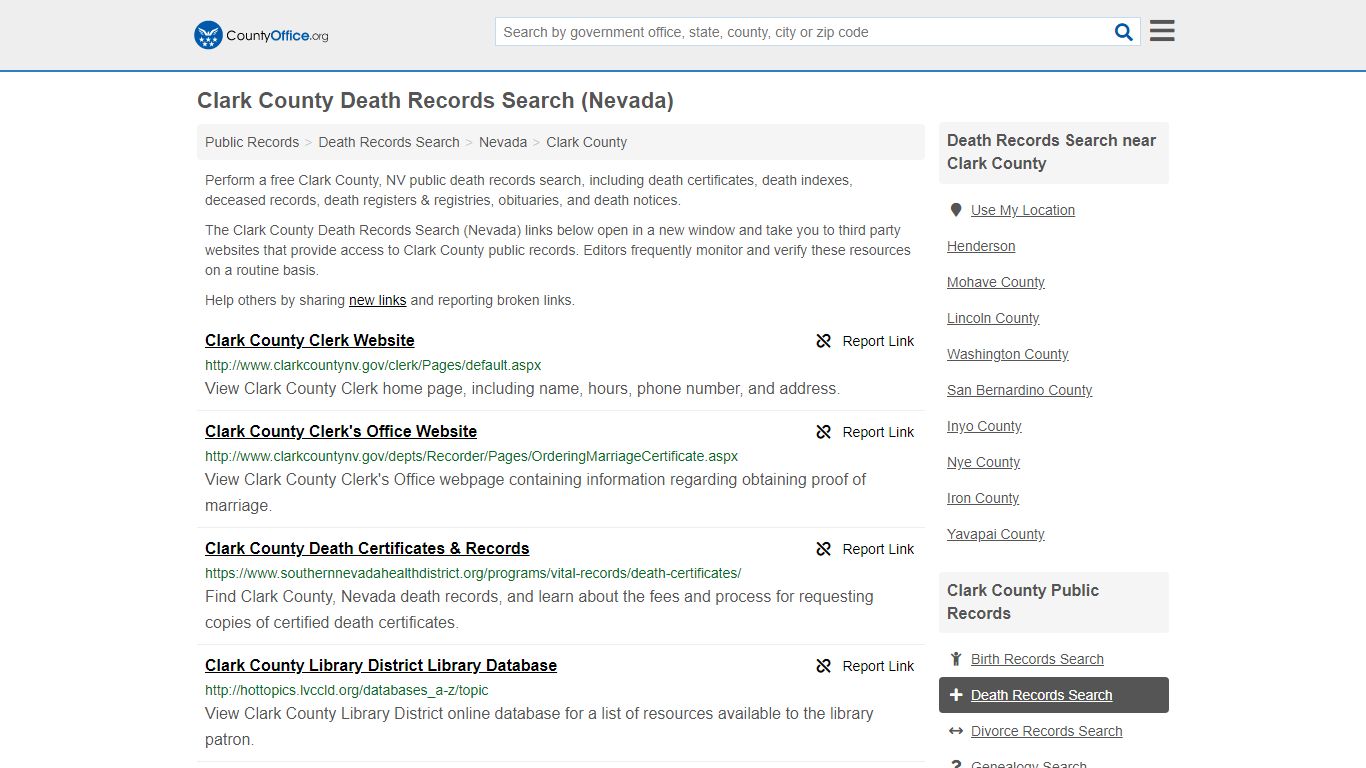 Death Records Search - Clark County, NV (Death ...